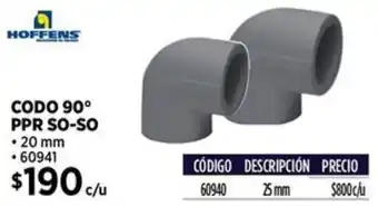 Construmart Hoffens codo 90° ppr so-so oferta