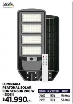Construmart Logic luminaria peatonal solar con sensor oferta