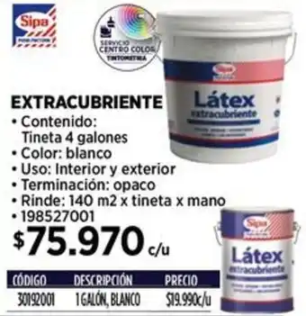Construmart Sipa extracubriente látex oferta