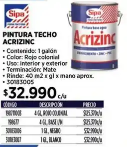 Construmart Sipa pintura techo acrizinc oferta