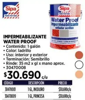 Construmart Sipa impermeabilizante water proof oferta