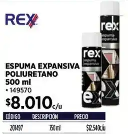 Construmart Rex espuma expansiva poliuretano oferta