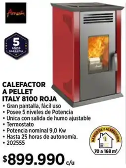 Construmart Calefactor a pellet italy 8100 roja oferta