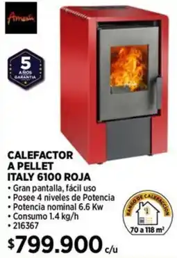 Construmart Calefactor a pellet italy 6100 roja oferta