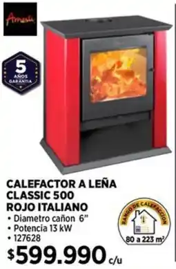 Construmart Calefactor a leña classic 500 rojo italiano oferta