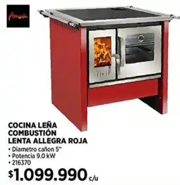 Construmart Cocina leña combustión lenta allegra roja oferta
