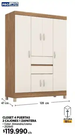 Construmart PROJAüS CLOSET 4 PUERTAS oferta
