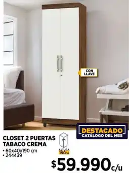 Construmart Closet 2 puertas tabaco crema oferta