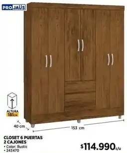 Construmart Projaüs closet 6 puertas oferta