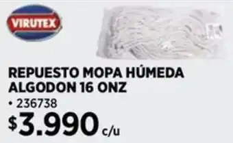 Construmart Virutex repuesto mopa húmeda algodon 16 onz oferta
