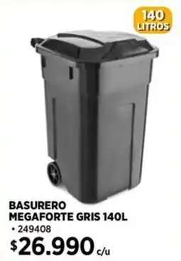 Construmart Basurero megaforte gris 140 L oferta