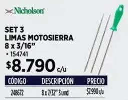 Construmart Nicholson set 3 limas motosierra oferta