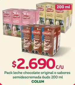 Tottus Colun pack leche chocolate original o sabores semidescremada oferta