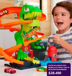 Ripley Autos de juguete hot wheels city pista t-rex vs estación de bomberos oferta