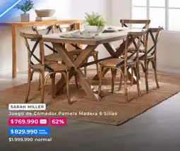 Foster SARAH MILLER Juego de Comedor Pamela Madera 6 Sillas oferta