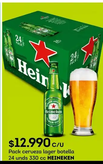 Tottus Pack cerveza lager botella 24 unds 330 cc heineken oferta