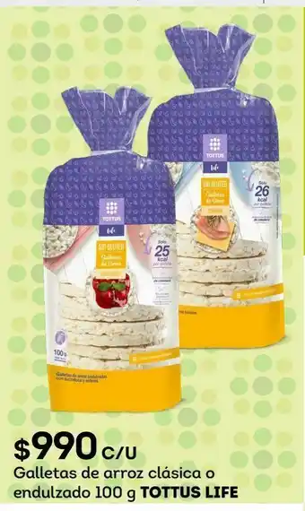 Tottus Galletas de arroz clásica o endulzado 100 g tottus life oferta