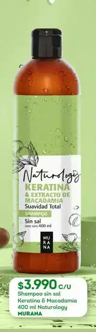 Tottus Shampoo sin sal keratina & macadamia 400 ml naturology murana oferta