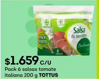 Tottus Pack 6 salsas tomate italiana 200 g tottus oferta