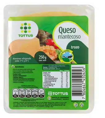 Tottus Queso mantecoso trozo 250g oferta