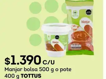Tottus Manjar bolsa 500 g o pote 400 g tottus oferta