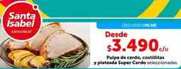 Santa Isabel Pulpa de cerdo, costillitas y plateada super cerdo seleccionadas oferta