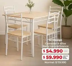 Easy M+design comedor 4 sillas barry natural/blanco oferta
