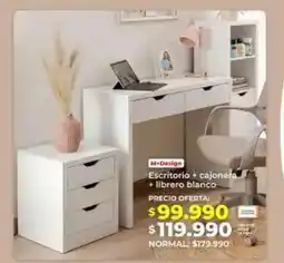 Easy Escritorio + cajonera +librero blanco oferta