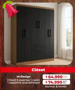 Easy M+design clóset 6 puertas 1 cajón 1 zapatera acacia/negro oferta