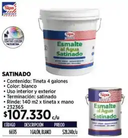 Construmart Sipa esmalte al agua satinado oferta