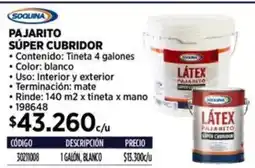 Construmart Soquina pajarito súper cubridor oferta