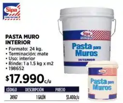Construmart Sipa pasta muro interior oferta