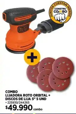 Construmart Combo lijadora roto orbital + discos de lija 5" oferta