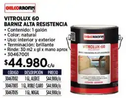 Construmart Chilcorrofin vitrolux 60 barniz alta resistencia oferta