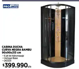 Construmart Projaus cabina ducha curva negra bambu oferta