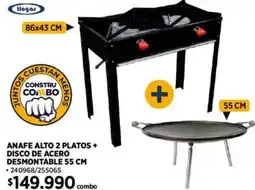 Construmart Anafe alto 2 platos + disco de acero desmontable oferta