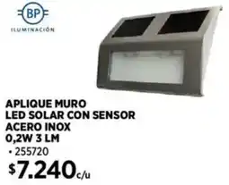 Construmart Aplique muro led solar con sensor acero inox oferta