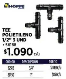 Construmart Hoffe tee polietileno 1/2" oferta