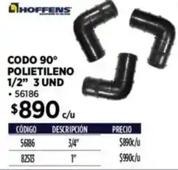 Construmart Hoffens codo 90° polietileno 1/2" oferta