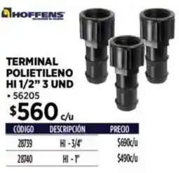 Construmart Hoffens terminal polietileno hi 1/2" oferta