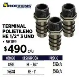 Construmart Hoffens terminal polietileno he 1/2" oferta