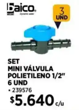 Construmart Baico set mini válvula polietileno 1/2″ oferta