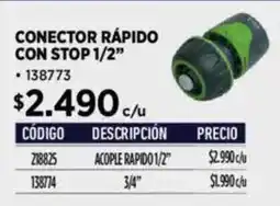 Construmart Conector rápido con stop 1/2" oferta