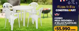 Construmart Combo mesa redonda + 4 sillas plásticas oferta