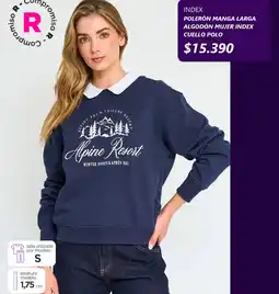 Ripley Index polerón manga larga algodón mujer cuello polo oferta