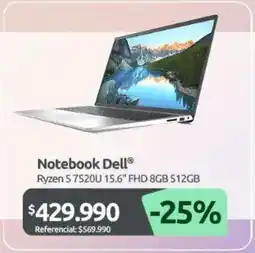 PC Factory Dell Notebook Ryzen 5 7520U 15.6" FHD 8GB 512GB oferta