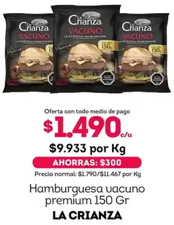 Tottus La crianza hamburguesa vacuno premium oferta