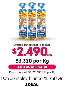 Tottus Ideal pan de molde blanco XL oferta