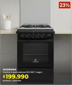 Easy Mademsa cocina 4 quemadores mv 120 t negro oferta