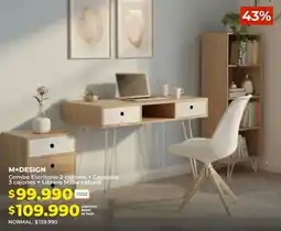 Easy M+design combo escritorio 2 cajones + cajonera 3 cajones + librero millie natural oferta
